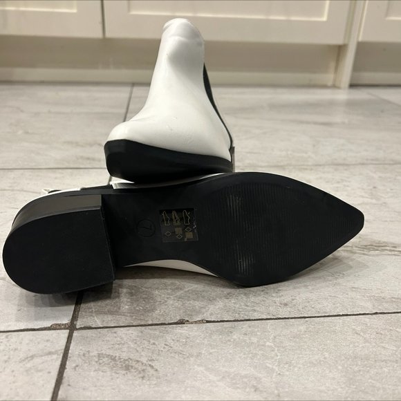 George Off-White Ankle Boot Faux Leather, Side Zipper Heel 2in/5cm, Side Panels - Picture 6 of 11